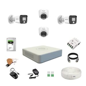 HIKVISION Full HD 4 Channel DVR, 2 MP 2 Dome & 2 Bullet Cameras [Color Night Vision + Built-in Audio MIC + SMART Dual Light + Motion Detection] + 1 TB HDD + CLOCITE 4 CH SMPS + CCTV Cable + BNC & DC