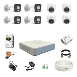 HIKVISION Full HD 8 Channel DVR, 2 MP 4 Dome & 4 Bullet Cameras [Color Night Vision + Built-in Audio MIC + SMART Dual Light + Motion Detection] + 2 TB HDD + CLOCITE 8 CH SMPS + CCTV Cable + BNC & DC